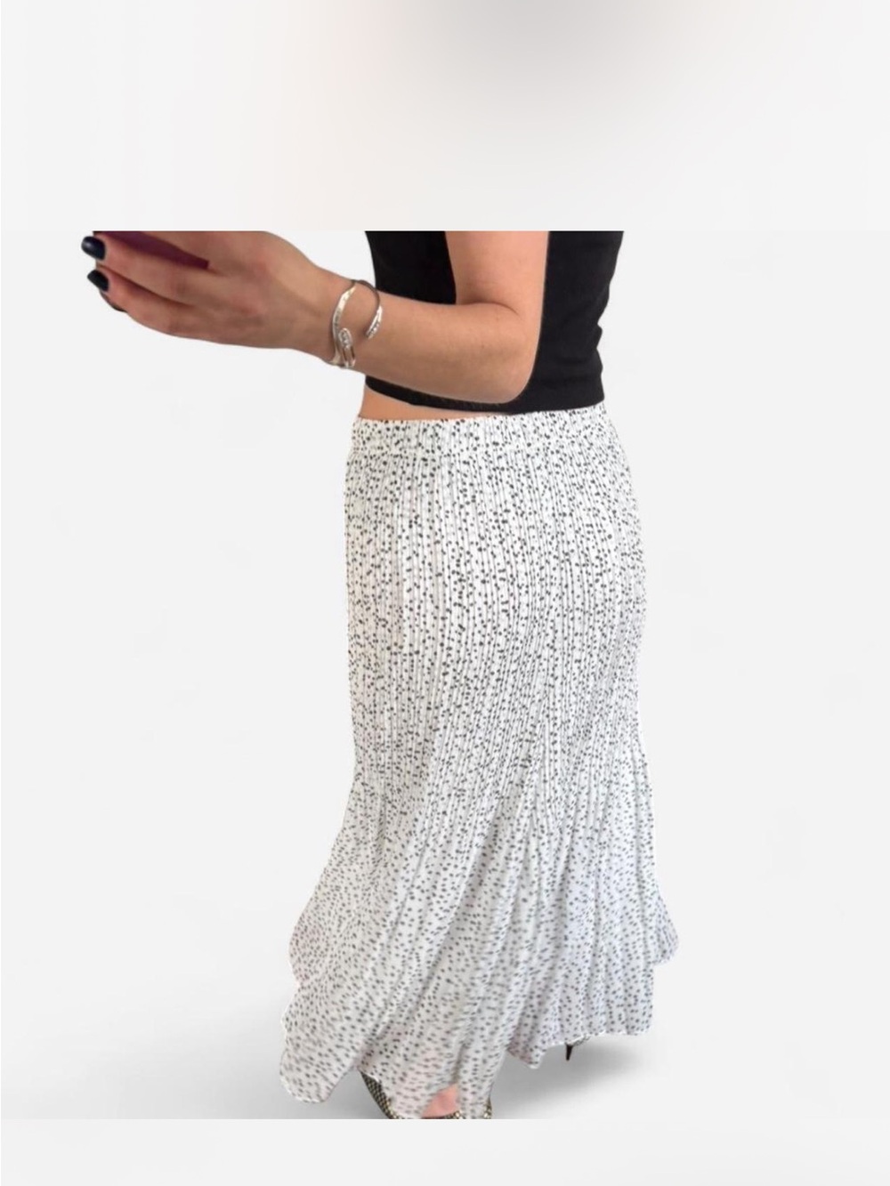 WD.NY White Maxi Skirt with Black polka dot Print - Picture 7 of 8